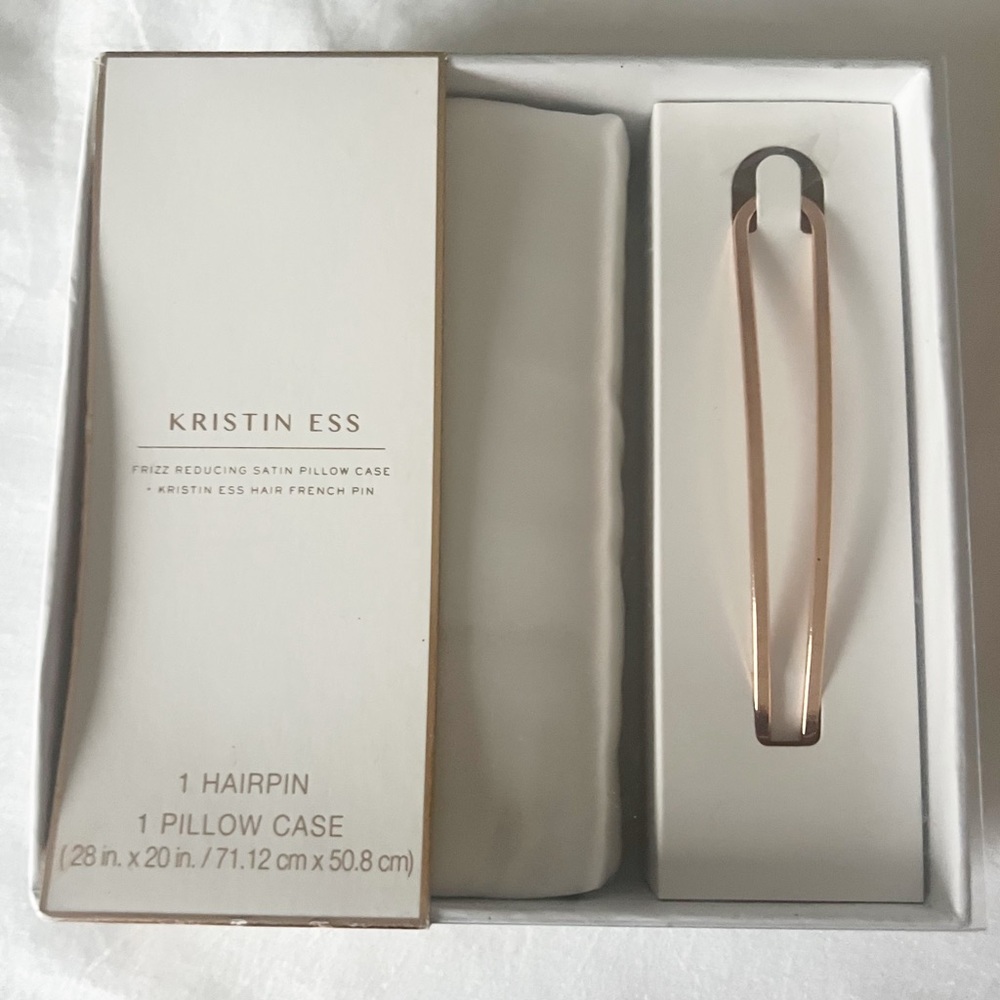 Kristin Ess • hair kit white satin pillowcase gold hair pin